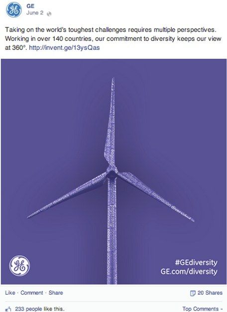 GE: A monthly social calendar spanning graphene, wind turbines, biogas engines, and brain scans. Every post took… (2 of 12)