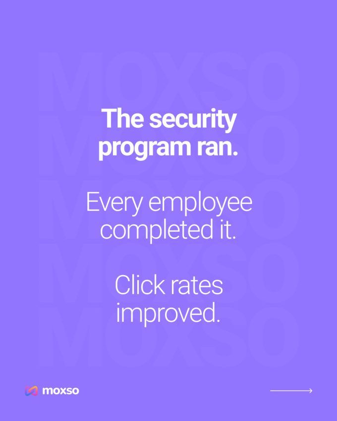 Moxso LinkedIn carousel slide 1 of 7, on why security programs run but produce no usable signal